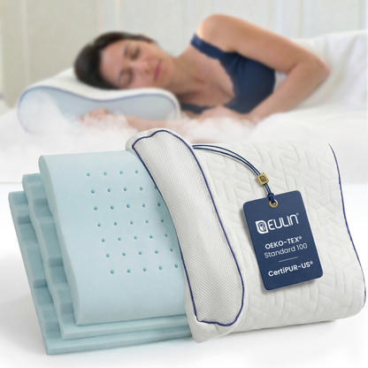 EULIN® WOLKENFELD AIR Orthopädisches Kopfkissen 40×60 cm – Höhenverstellbares Nackenstützkissen aus Memory Foam | Ergonomisch & Atmungsaktiv