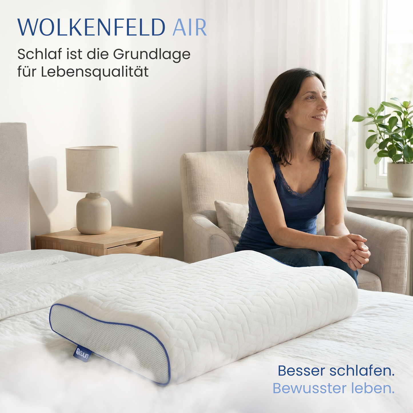 EULIN® WOLKENFELD AIR Orthopädisches Kopfkissen 40×60 cm – Höhenverstellbares Nackenstützkissen aus Memory Foam | Ergonomisch & Atmungsaktiv