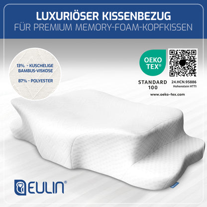 EULIN® Ersatz-Kissenbezug Weiss für WOLKENBLUME MF1 – Bezug aus Bambus-Viskose | Atmungsaktiv, Waschbar & Hautfreundlich