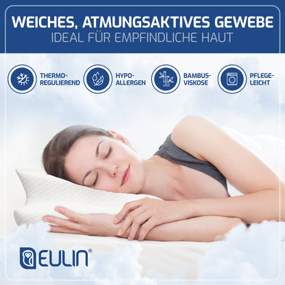 EULIN® Ersatz-Kissenbezug Weiss für WOLKENBLUME MF1 – Bezug aus Bambus-Viskose | Atmungsaktiv, Waschbar & Hautfreundlich