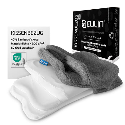 EULIN® Ersatz-Kissenbezug Grau für WOLKENBLUME MF1 – Bezug aus Bambus-Viskose | Atmungsaktiv, Waschbar & Hautfreundlich