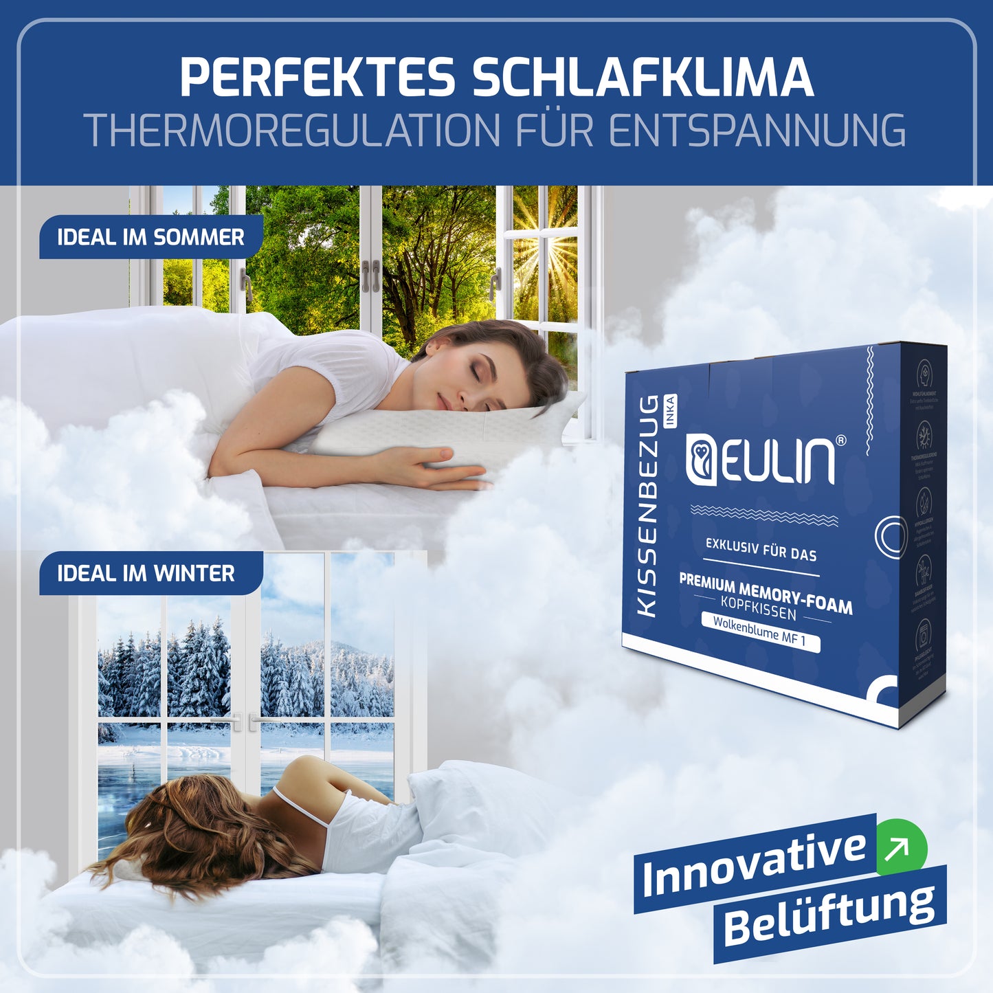 ERSATZBEZUG WEISS für das Memory Foam Kopfkissen Wolkenblume MF1
