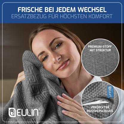 EULIN® Ersatz-Kissenbezug Grau für WOLKENBLUME MF1 – Bezug aus Bambus-Viskose | Atmungsaktiv, Waschbar & Hautfreundlich