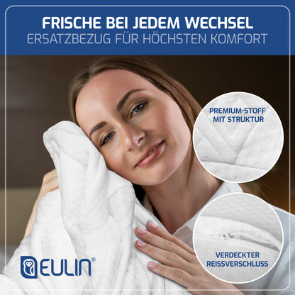 EULIN® Ersatz-Kissenbezug Weiss für WOLKENBLUME MF1 – Bezug aus Bambus-Viskose | Atmungsaktiv, Waschbar & Hautfreundlich