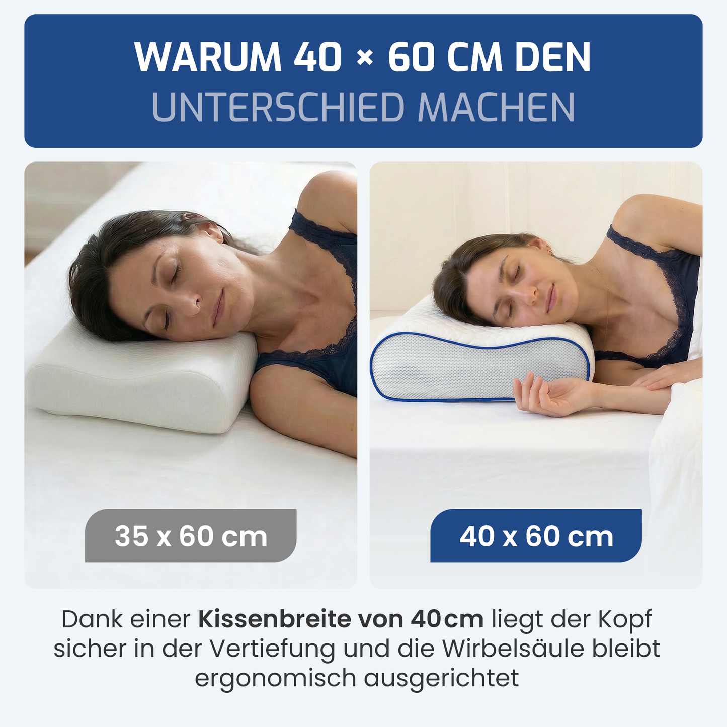 EULIN® WOLKENFELD AIR Orthopädisches Kopfkissen 40×60 cm – Höhenverstellbares Nackenstützkissen aus Memory Foam | Ergonomisch & Atmungsaktiv