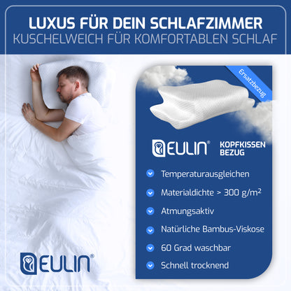 EULIN® Ersatz-Kissenbezug Weiss für WOLKENBLUME MF1 – Bezug aus Bambus-Viskose | Atmungsaktiv, Waschbar & Hautfreundlich
