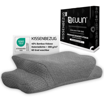 EULIN® Ersatz-Kissenbezug Grau für WOLKENBLUME MF1 – Bezug aus Bambus-Viskose | Atmungsaktiv, Waschbar & Hautfreundlich