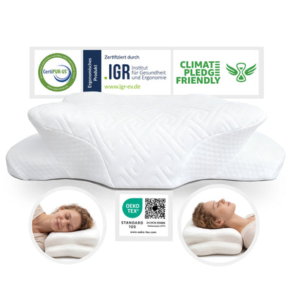 EULIN® WOLKENBLUME MF1 Orthopädisches Kopfkissen 35×62 cm – Höhenverstellbares Nackenstützkissen aus Memory Foam | Ergonomisch & Atmungsaktiv in WEISS